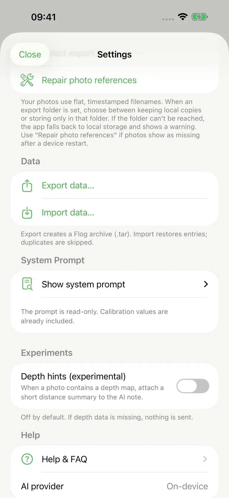 Exporting and importing your Flog data.