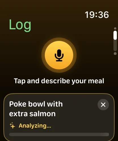 Logging a meal on Apple Watch.